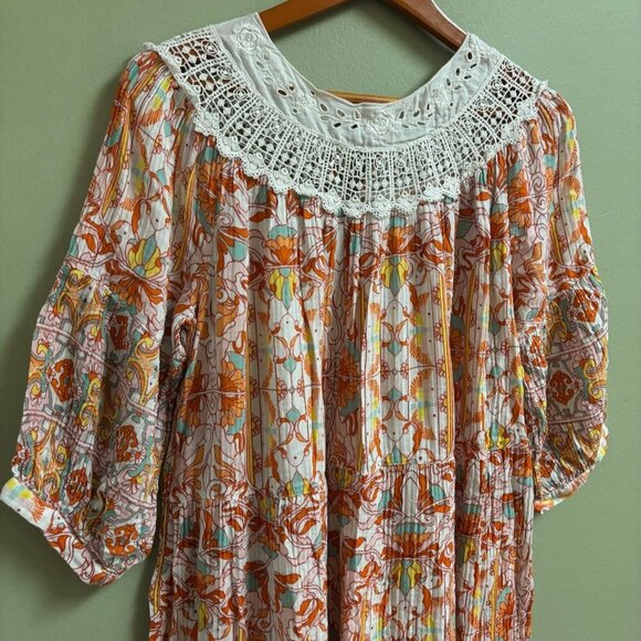 Anthropologie Women Midi Dress Size Sml Oversized Lace Floral Granny Cottagecore - Picture 2 of 14